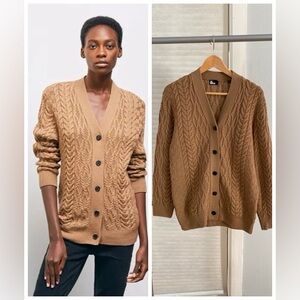 The Kooples Merino wool camel brown cardigan. Size S